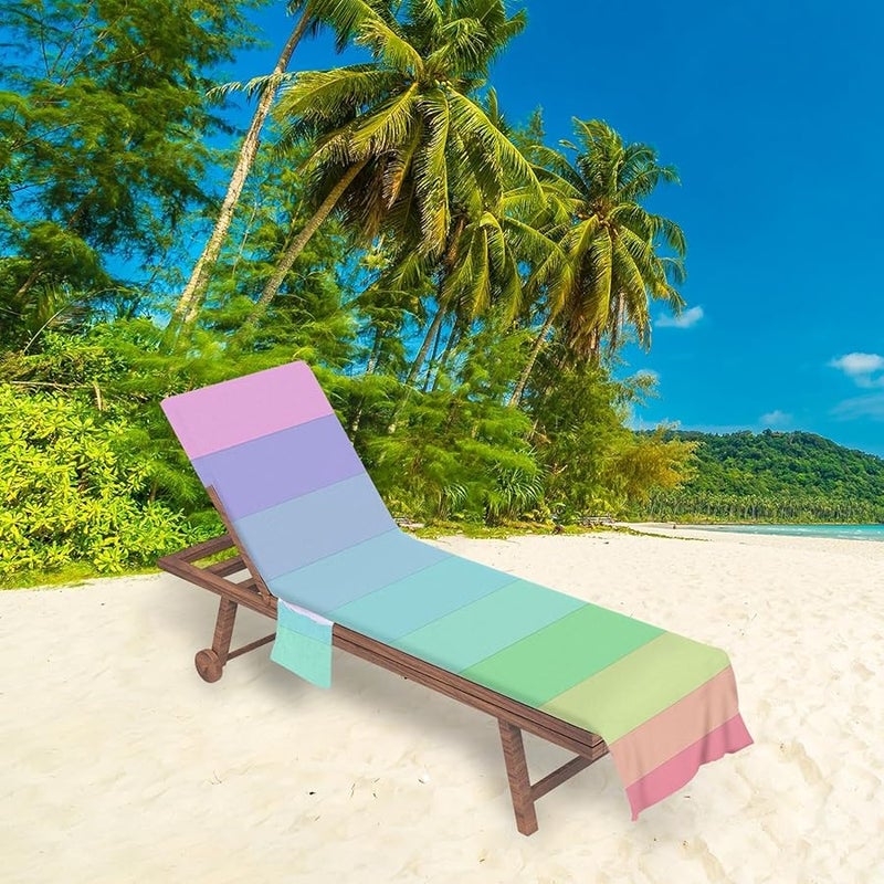 Colorful White Microfiber Beach Chair Cover Towel with Pocket for Women Outdoor Hotel Lounge - Image 2